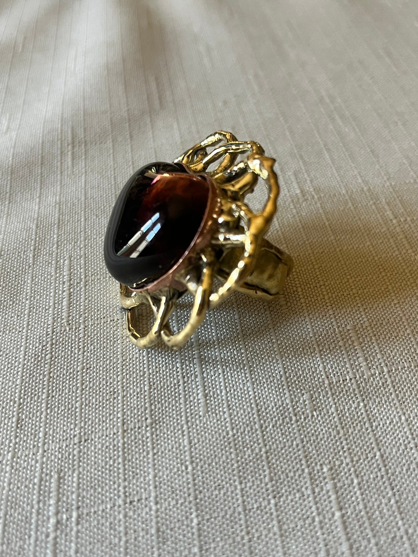 Amber Sacred Heart Ring