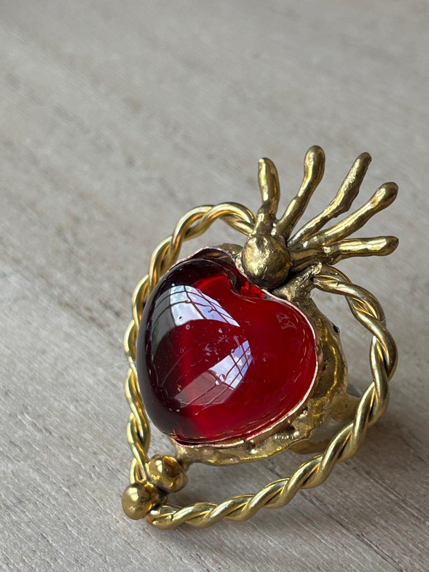 Sunburst - Sacred Heart Glass Ring - Red