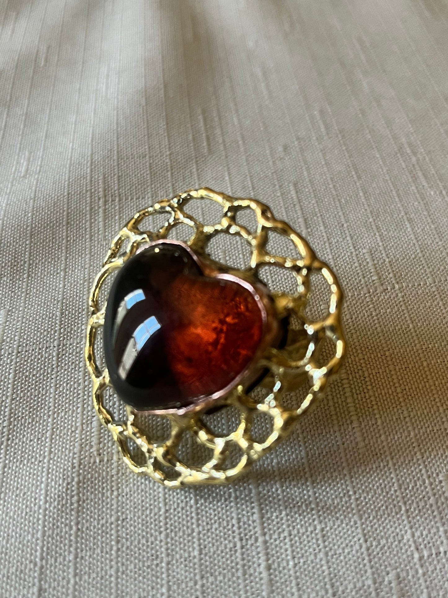 Amber Sacred Heart Ring