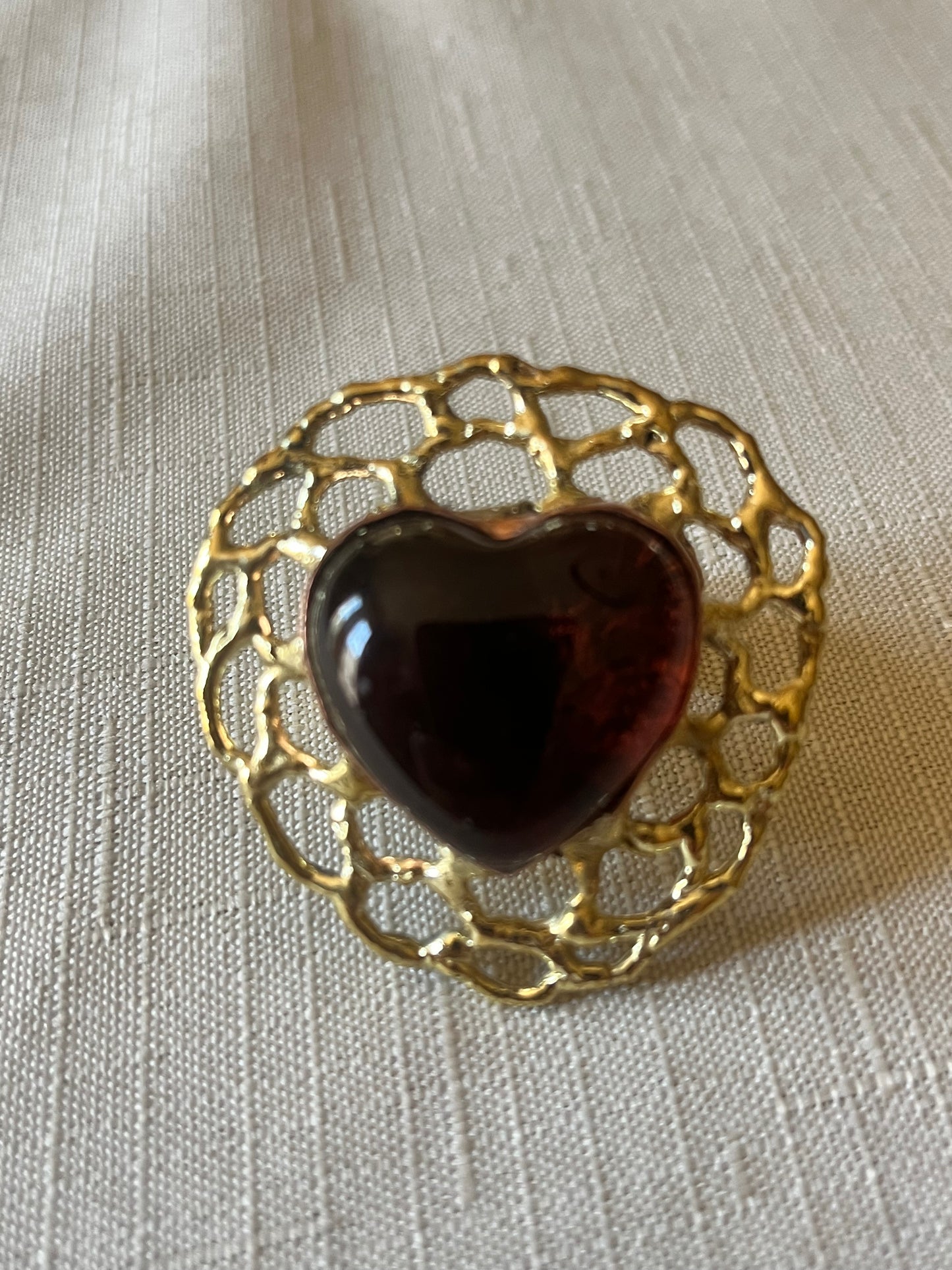 Amber Sacred Heart Ring