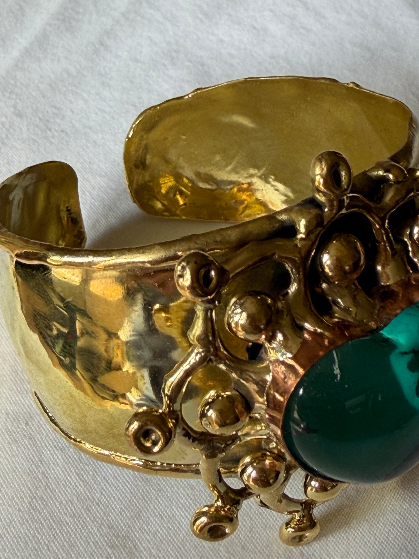 Sunburst Sacred Heart Cuff Bracelet - Blue Teal Turquoise