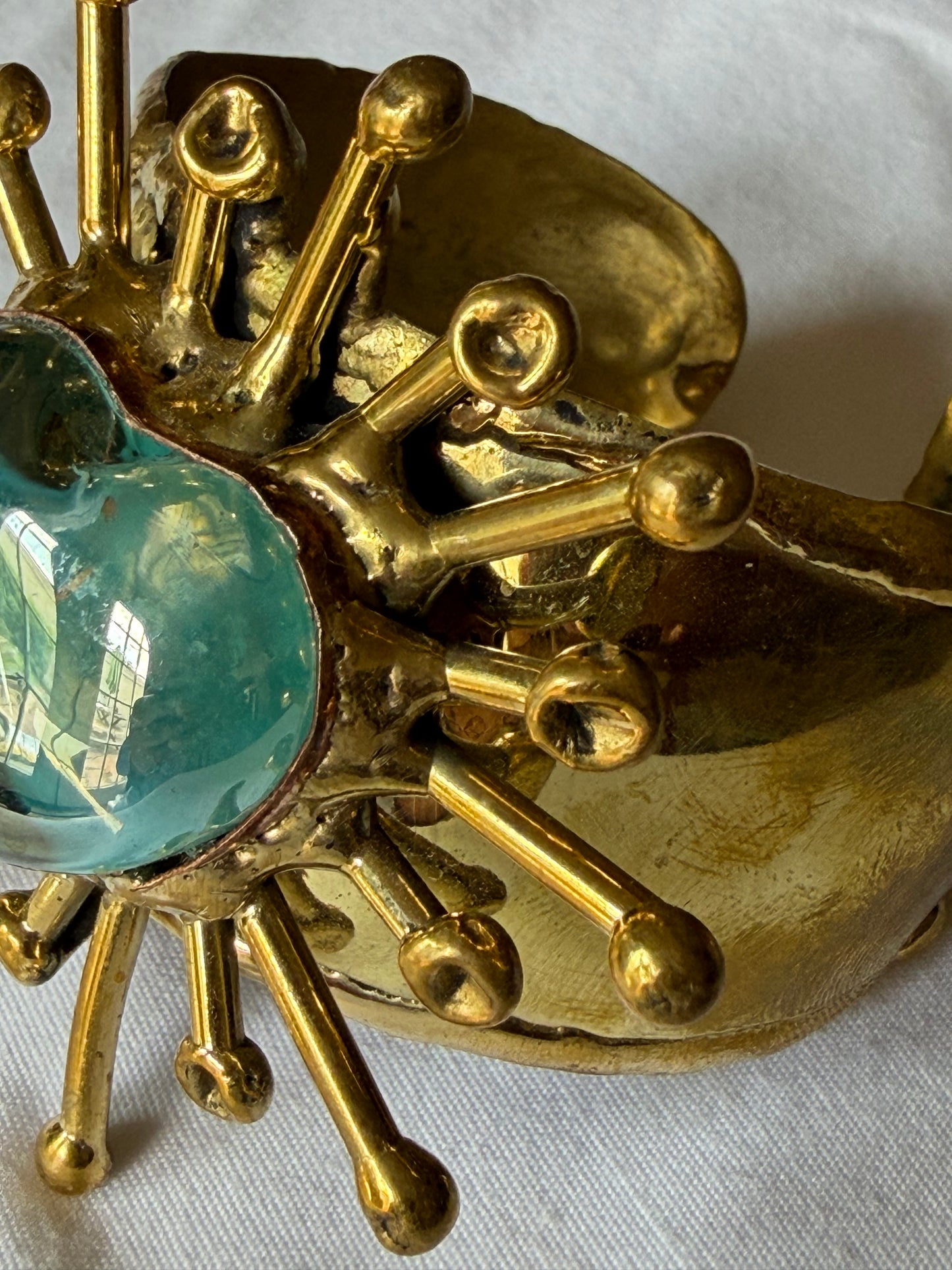 Sunburst Sacred Heart Cuff Bracelet - Blue Teal Turquoise