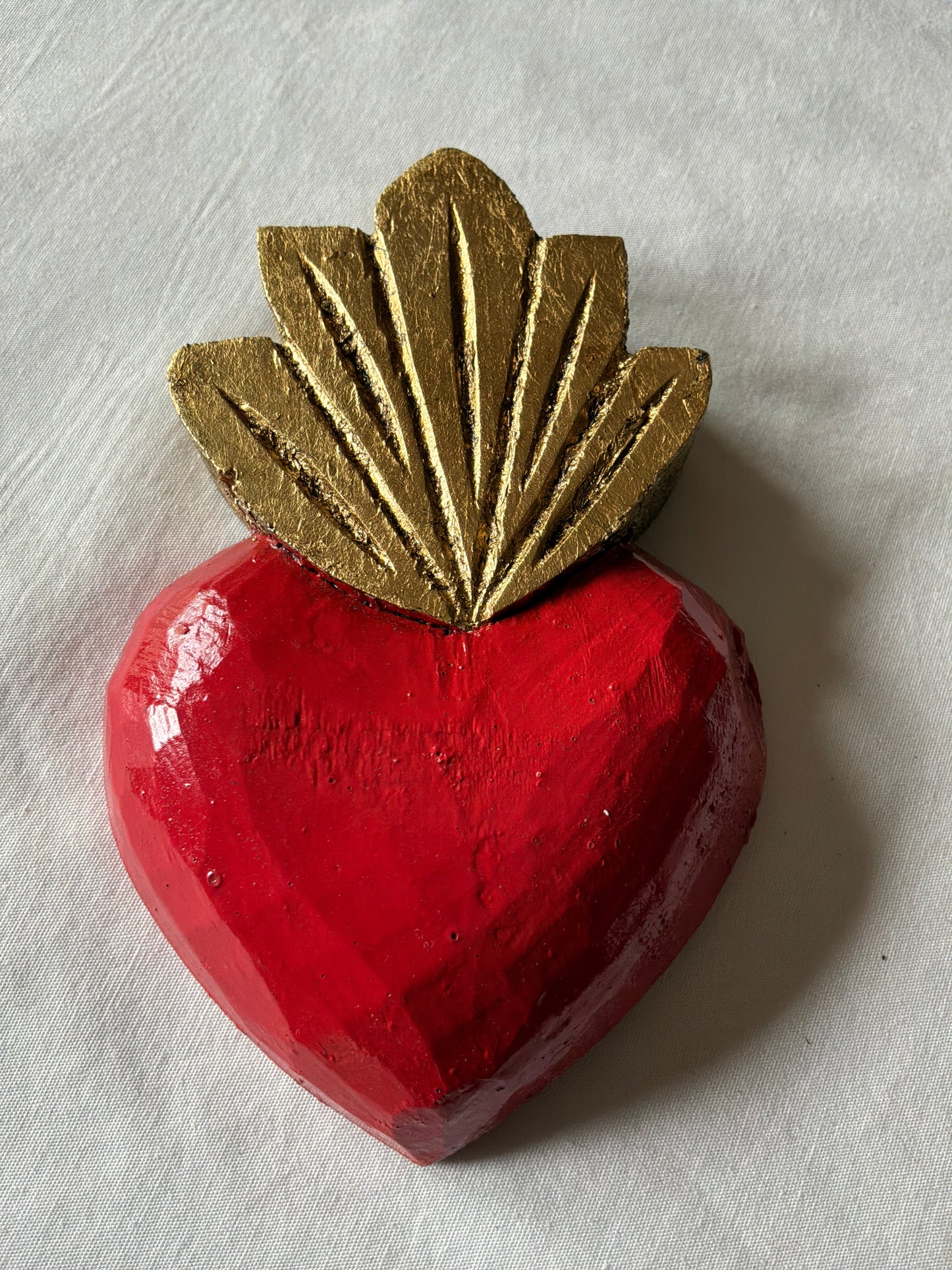 Gold - Silver - Red Leaf Heart