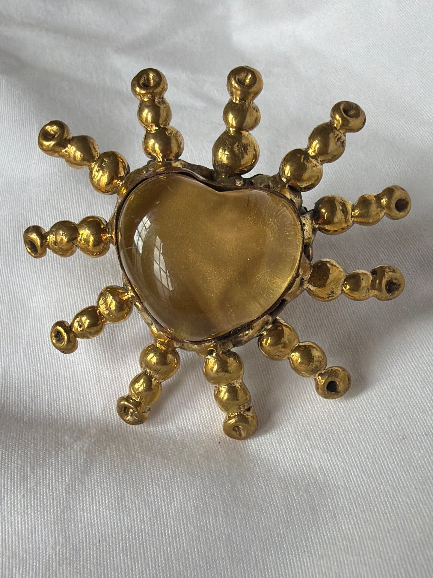 Sunburst Sacred Heart Handmade Ring - Yellow