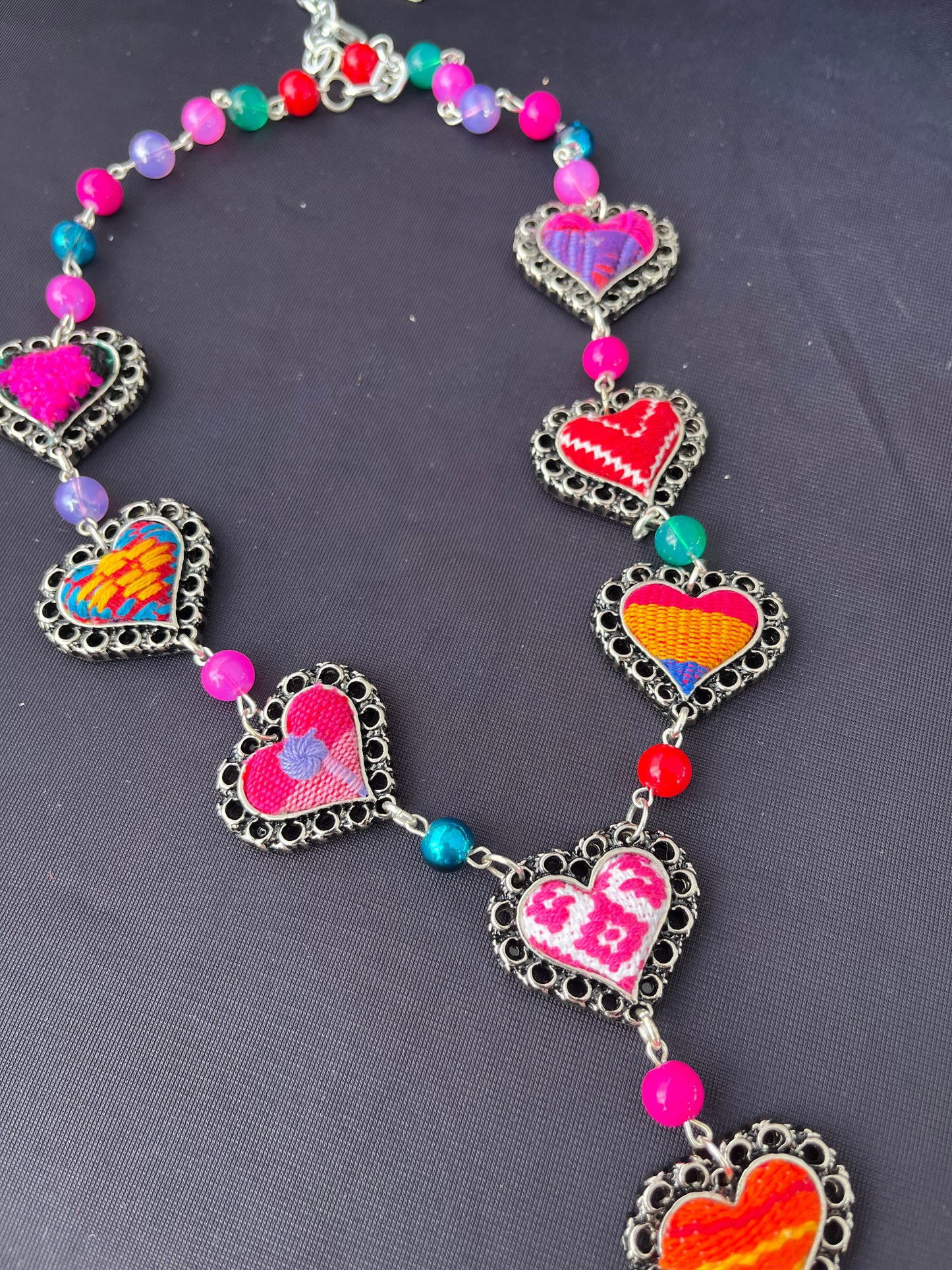 Embroidery Sacred Heart Necklace