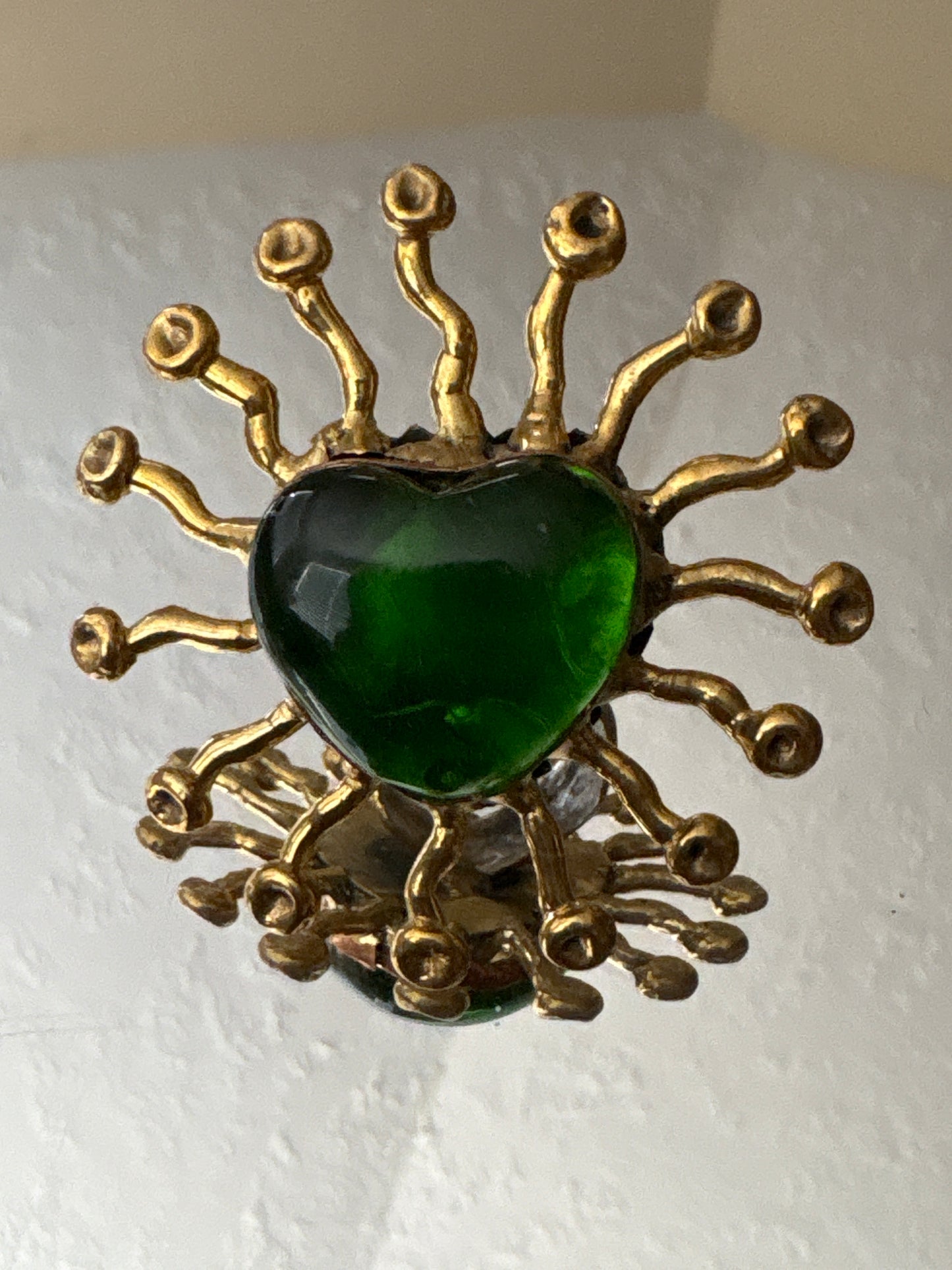 Glass Sacred Heart Ring - Green