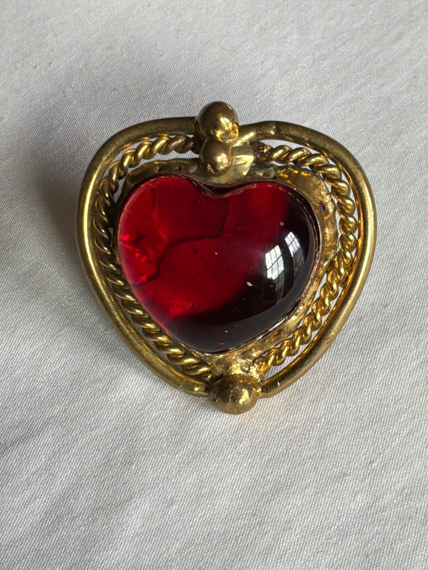 Sunburst - Sacred Heart Glass Ring - Red