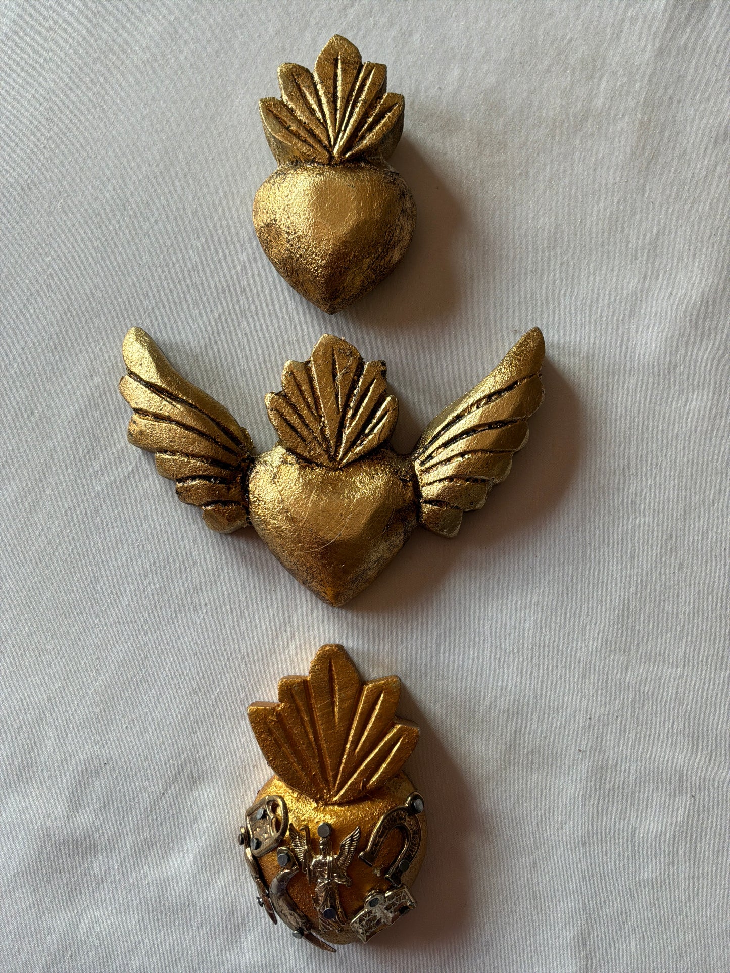 Hand carved Gold Leaf Heart Wing
