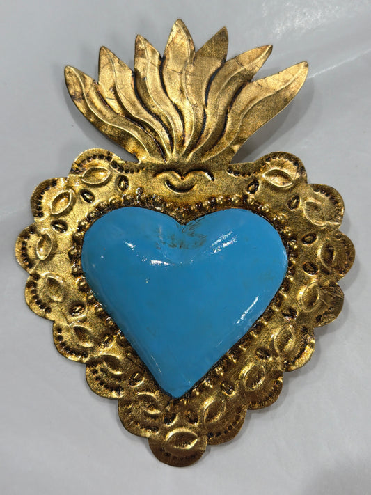 New Blue Antique Gold Sacred Heart