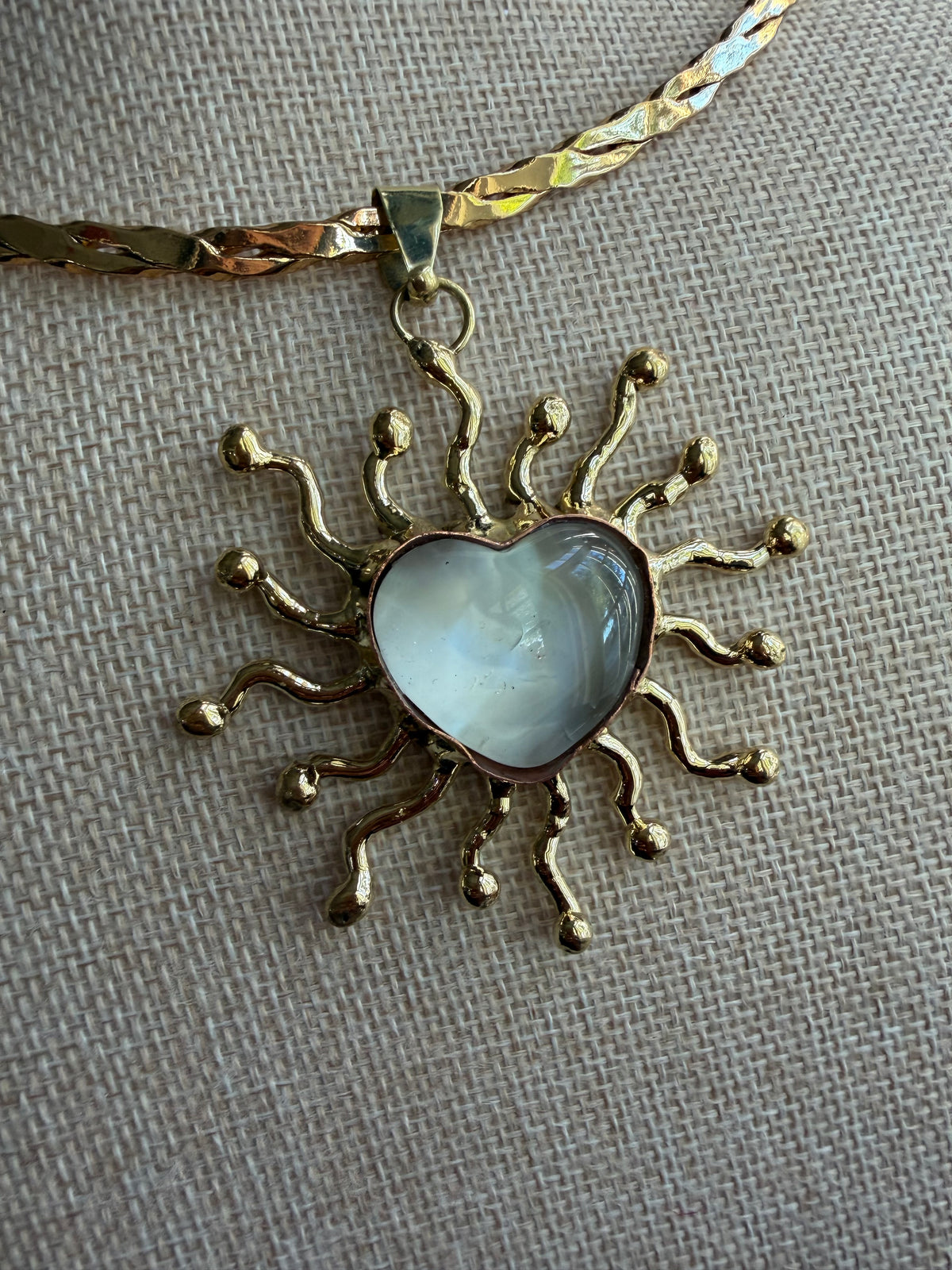 New White Sacred Heart Sunburst Choker Necklace