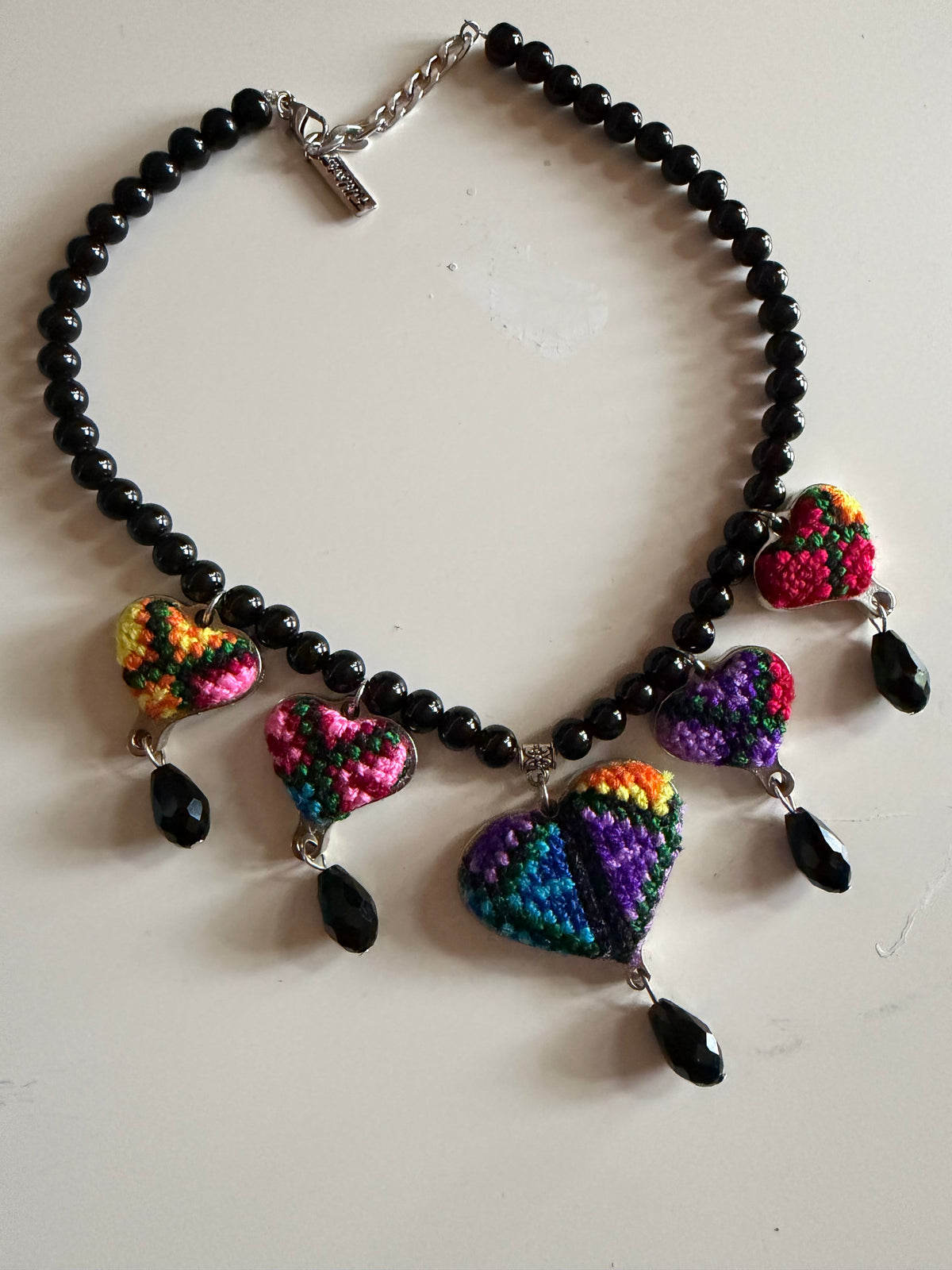 NEW - Embroidered Sacred Heart Necklace
