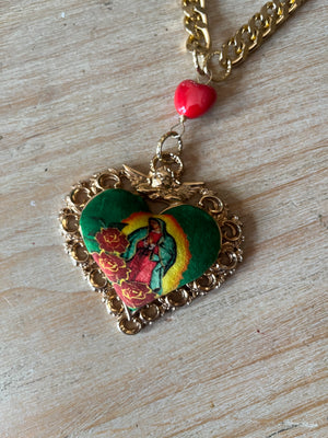 La Virgen de Guadalupe Sagrado Corazon Necklace Collares