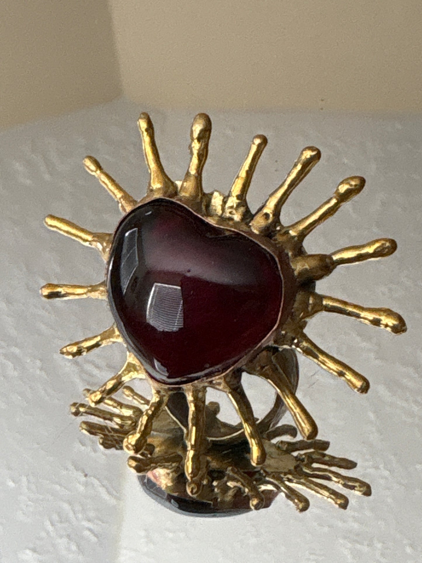 Sunburst - Sacred Heart Glass Ring - Red
