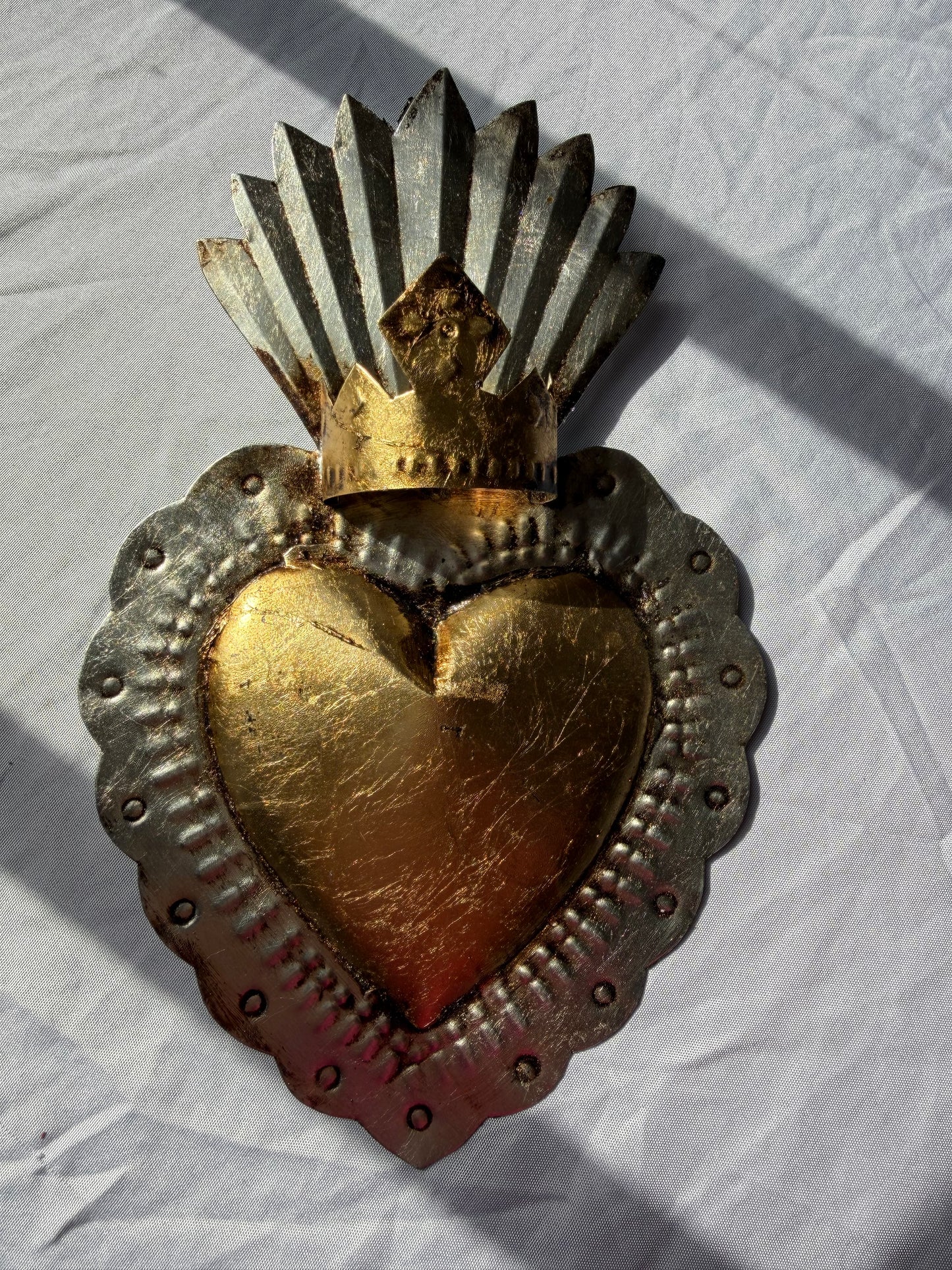 Gold & Silver Leaf Finish Crown Heart Corazón