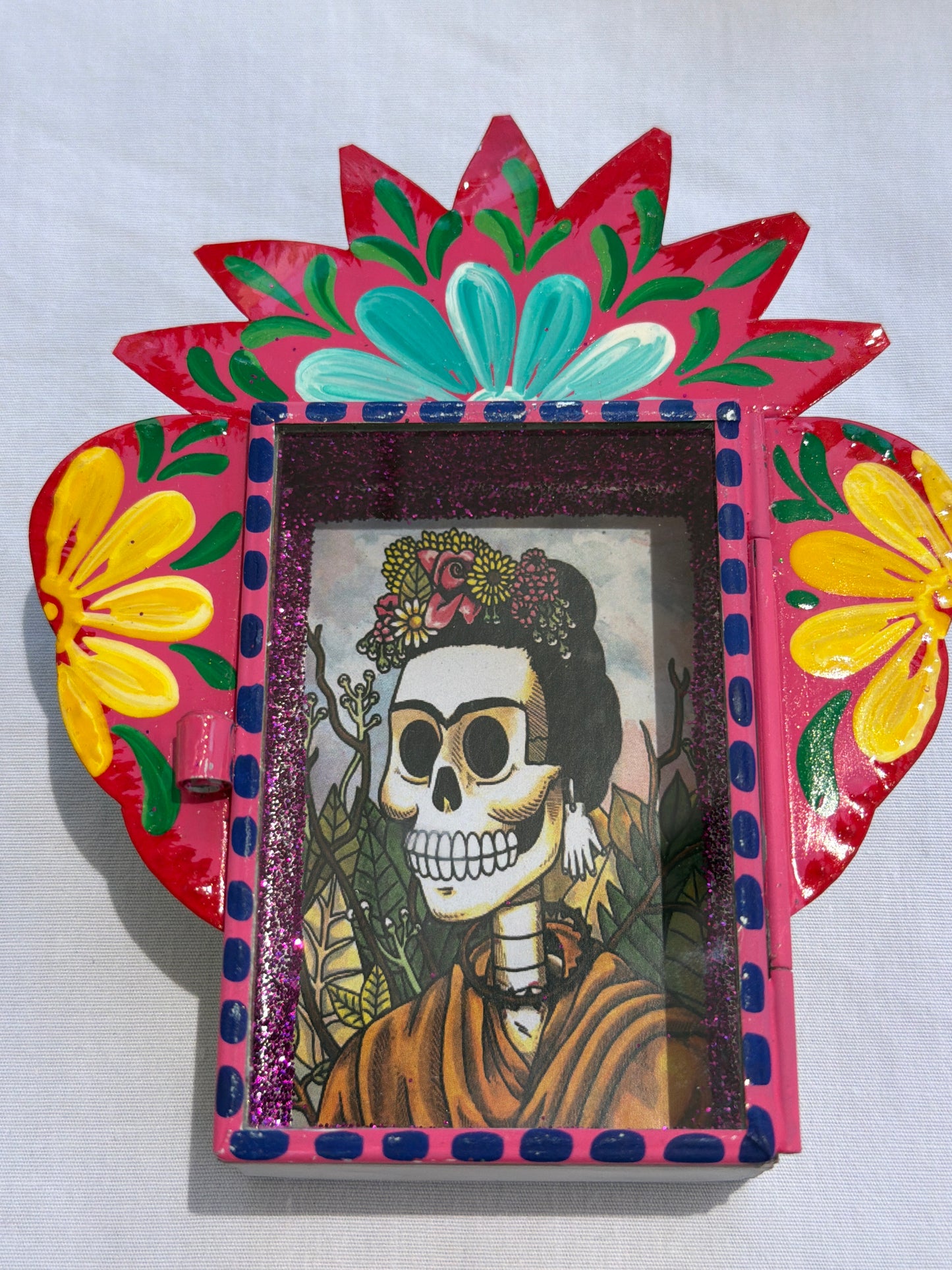 Nicho Shadow Box - Hand-Painted Virgen, Dia de Muertos, Frida Medium