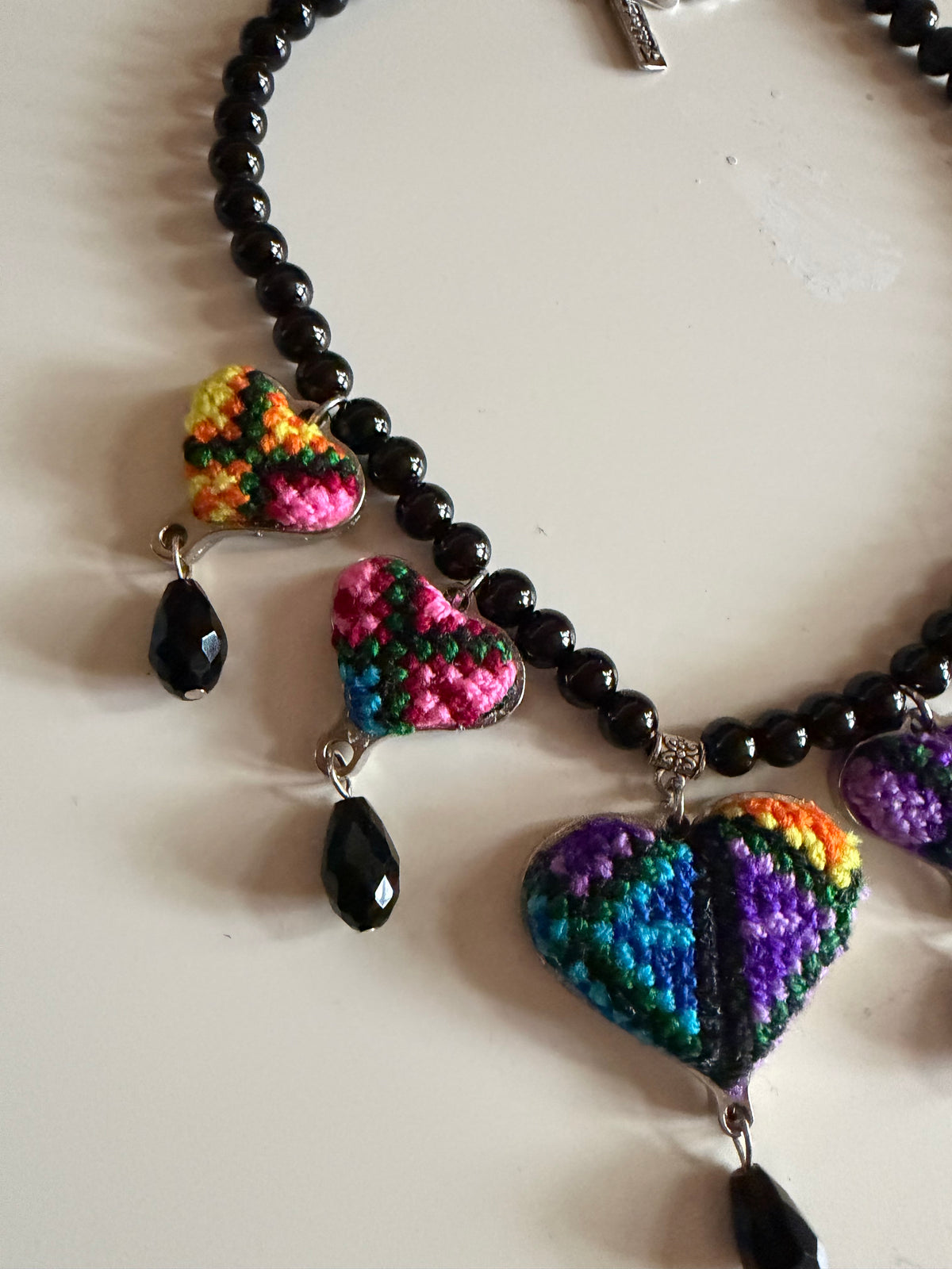 NEW - Embroidered Sacred Heart Necklace