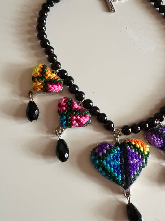 NEW - Embroidered Sacred Heart Necklace