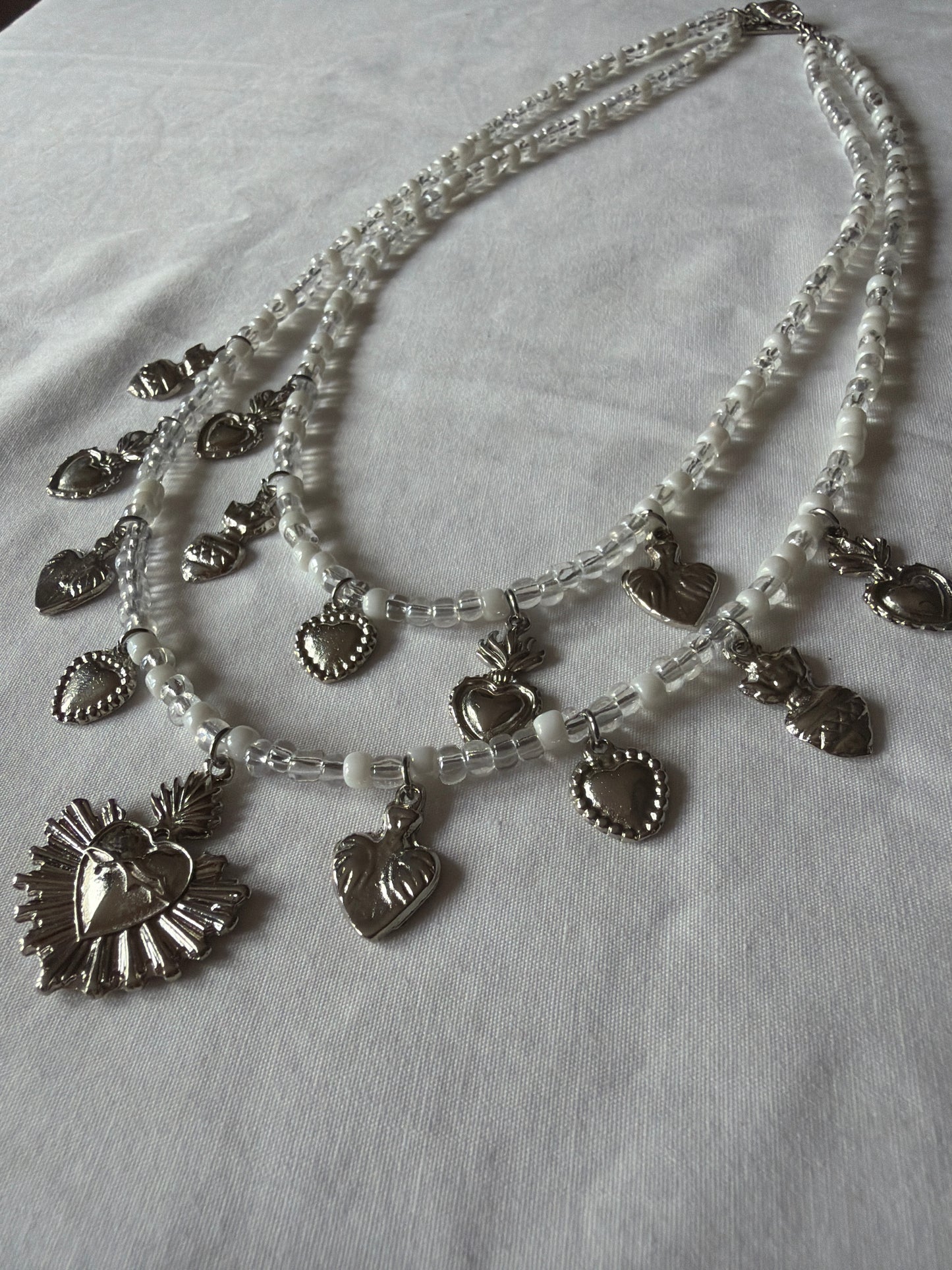 Multi layered beaded Milagro Corazon Necklace