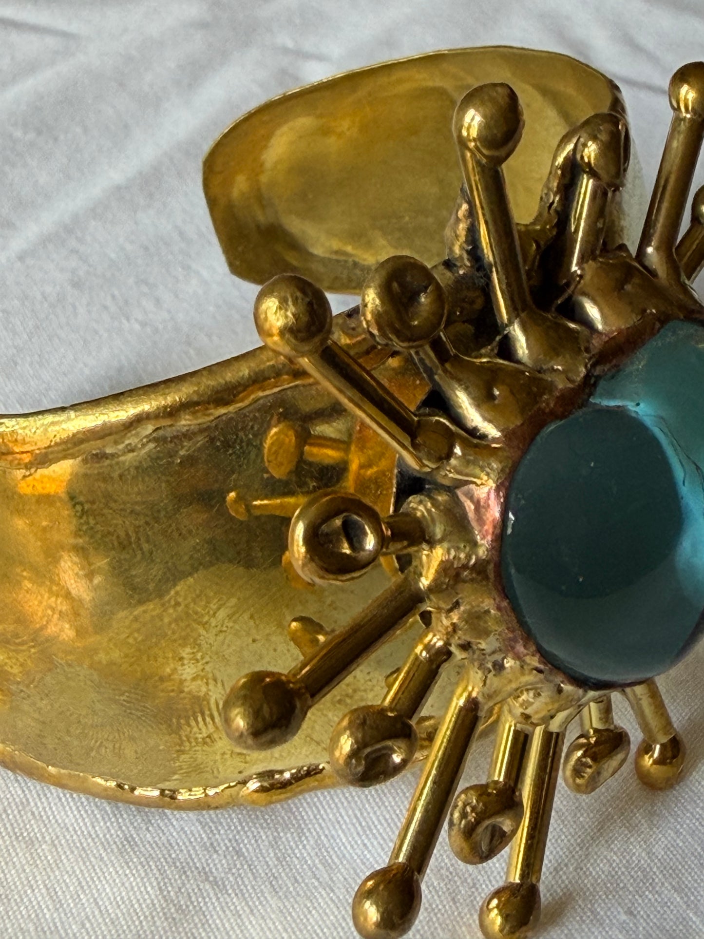 Sunburst Sacred Heart Cuff Bracelet - Blue Teal Turquoise