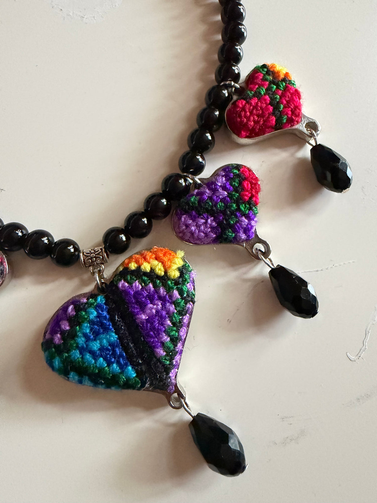 NEW - Embroidered Sacred Heart Necklace