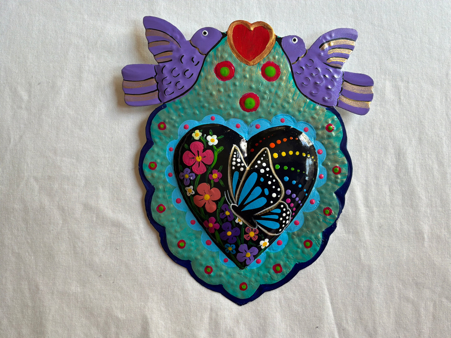 Doble Dove Paloma Hand Painted Heart
