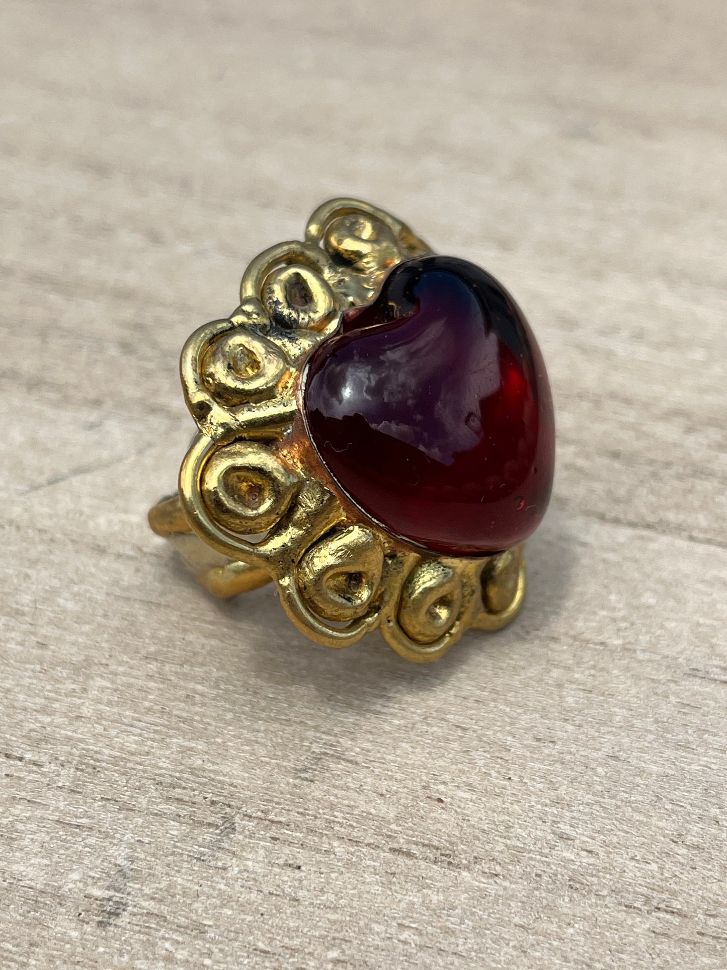 Sunburst - Sacred Heart Glass Ring - Red