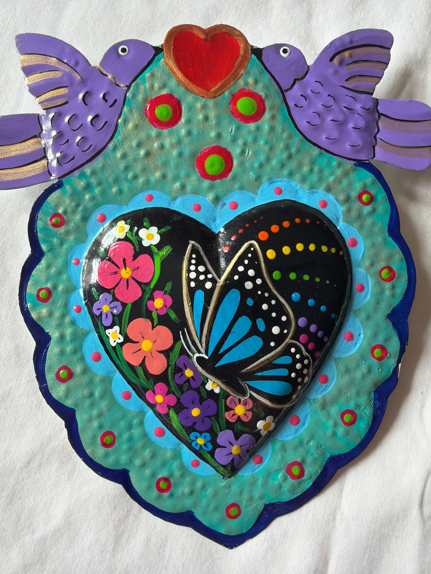 Doble Dove Paloma Hand Painted Heart