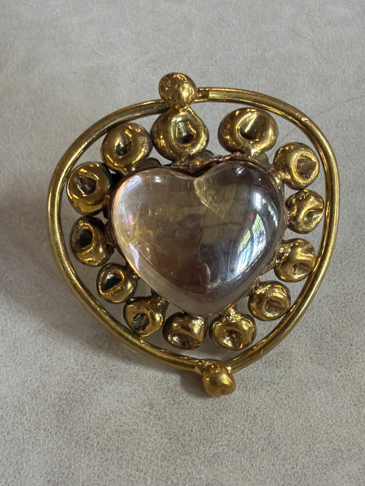 Sunburst Sacred Heart Handmade Ring - Iridescent