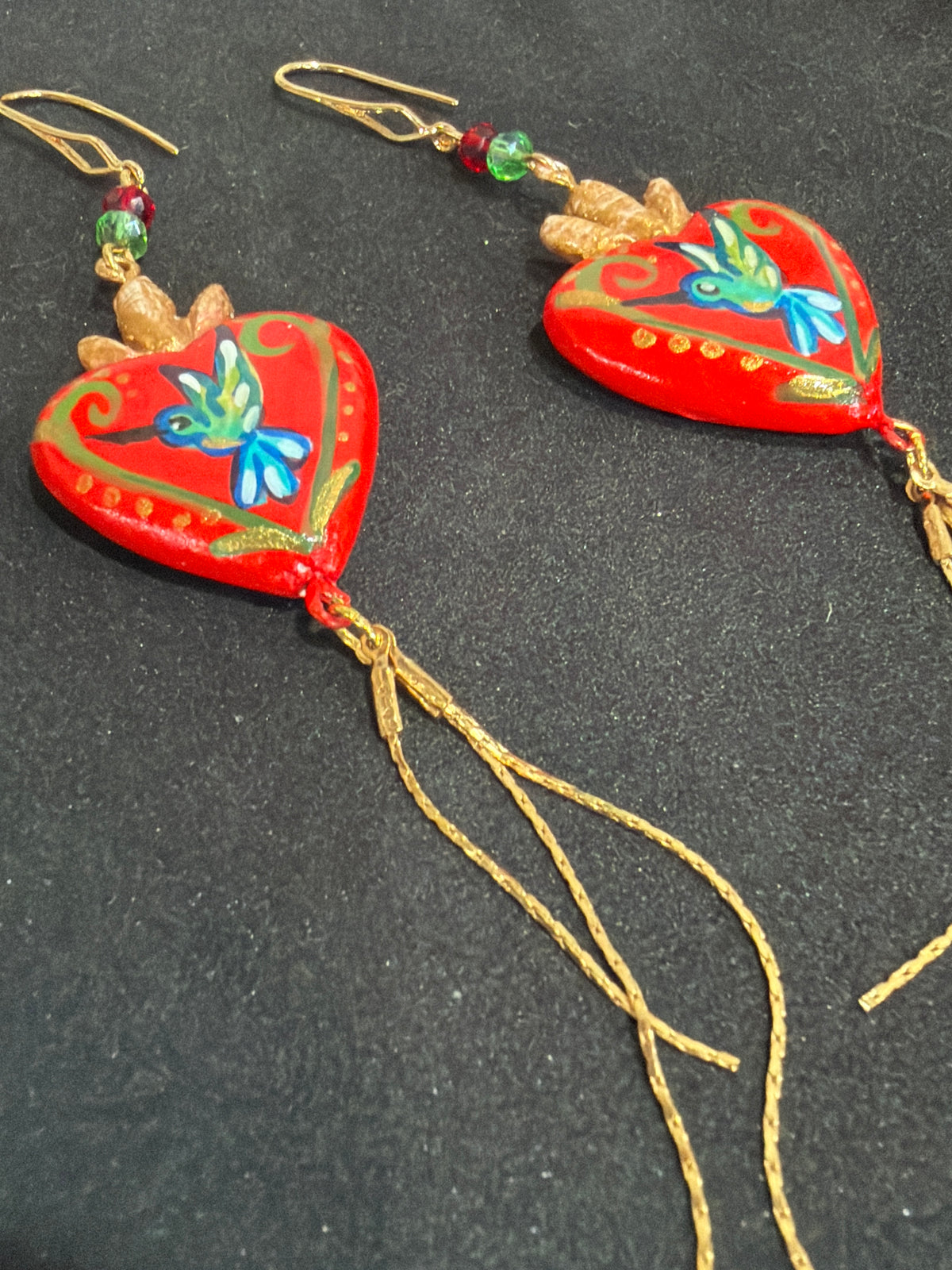 Sacred Heart Hand Painted Tassel Earrings
