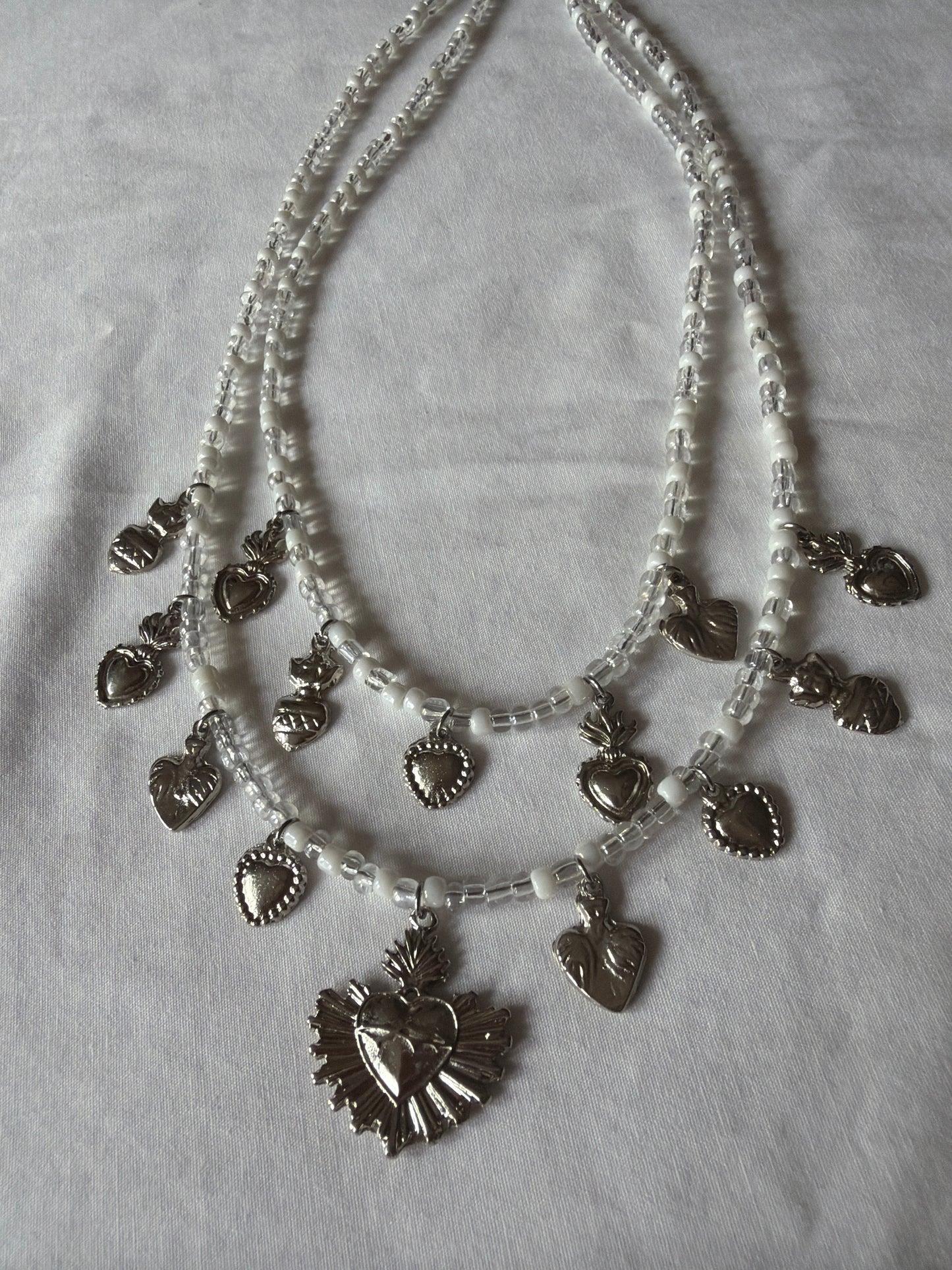 Multi layered beaded Milagro Corazon Necklace