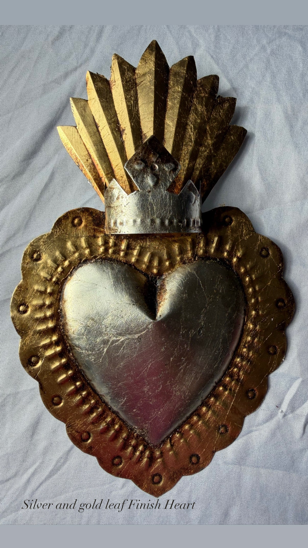 Gold & Silver Leaf Finish Crown Heart Corazón