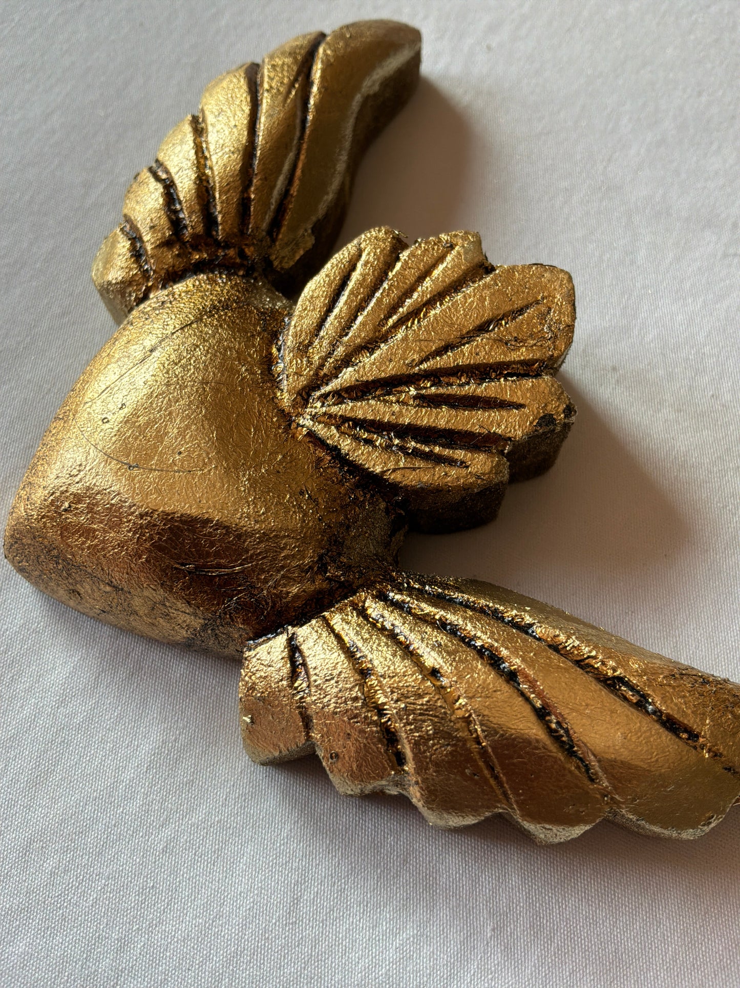 Hand carved Gold Leaf Heart Wing