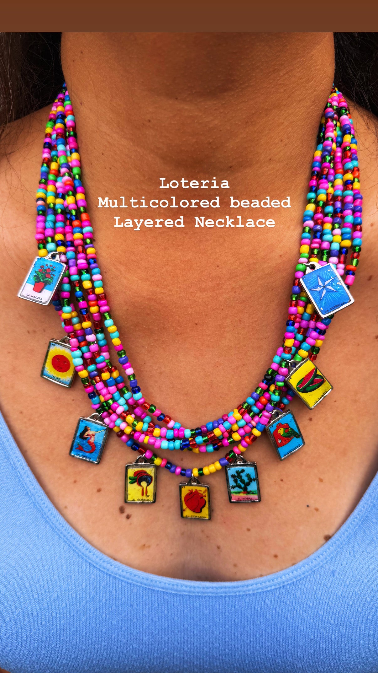 Loteria Multicolored Layered Beaded Necklace