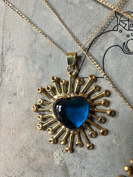 Sun Burst Blue Pendent Necklace - San Miguel de Allende