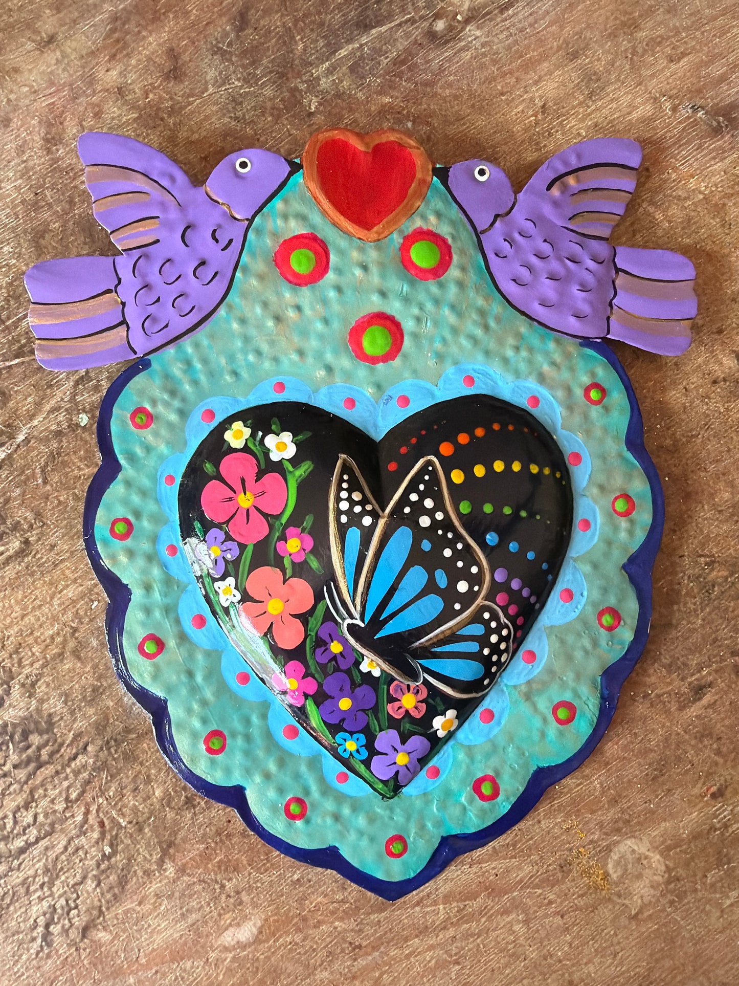 Doble Paloma Hand Painted Heart
