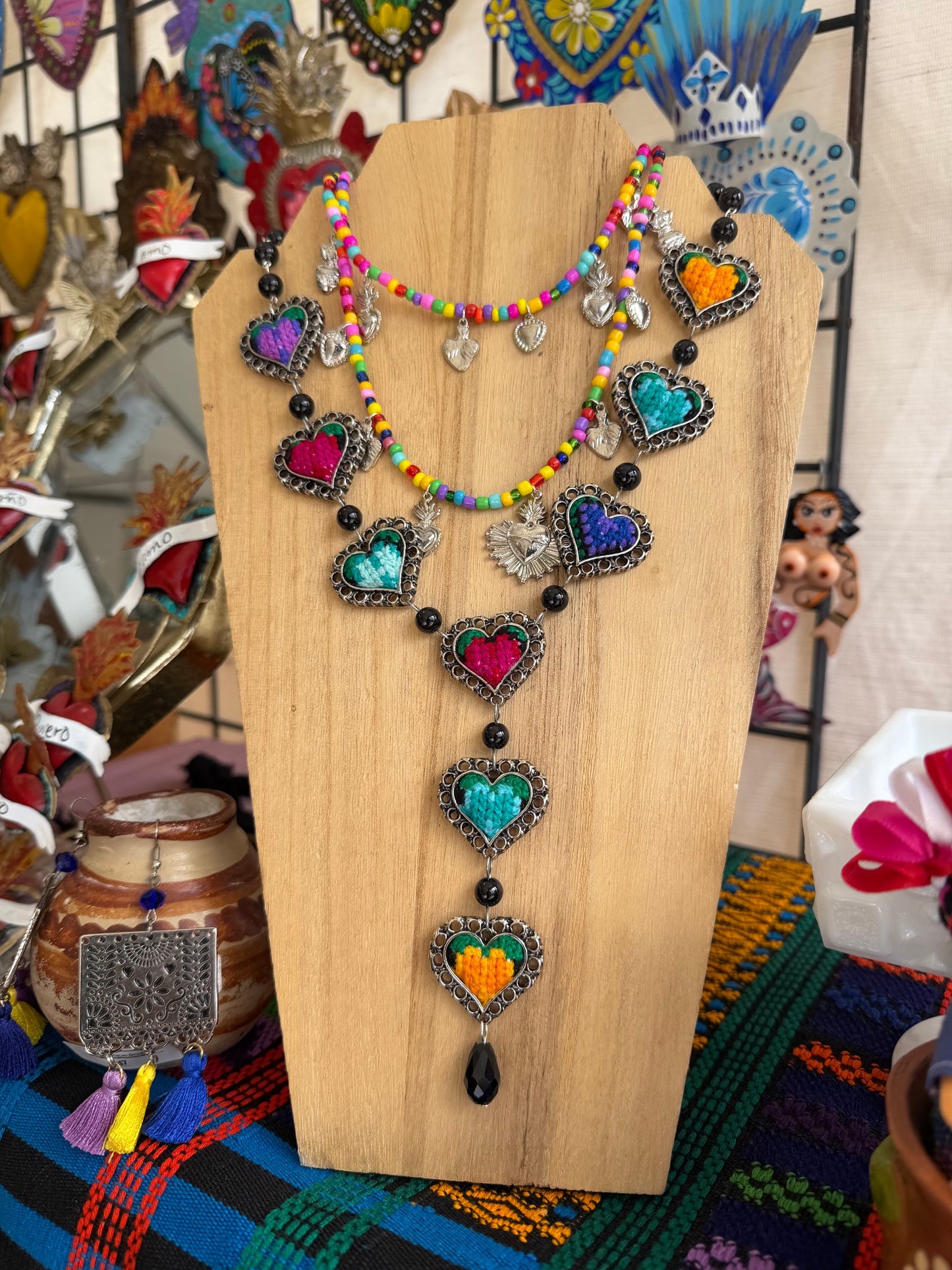 Embroidery Sacred Heart Necklace