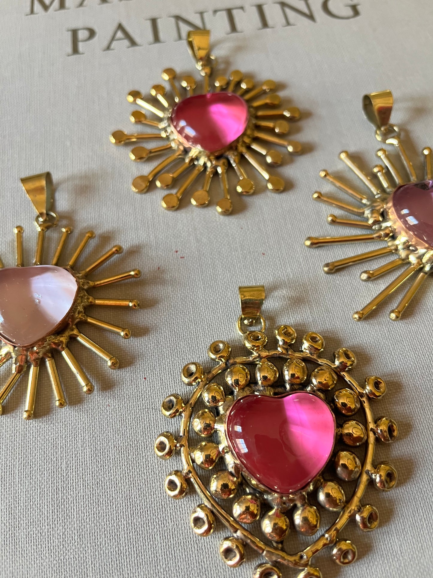 Sun Burst Pink Pendent Necklace - San Miguel de Allende
