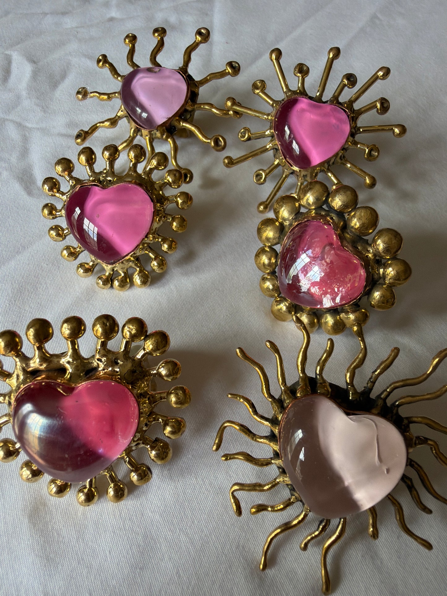 Sunburst Sacred Heart Handmade Ring - Pink Rosa