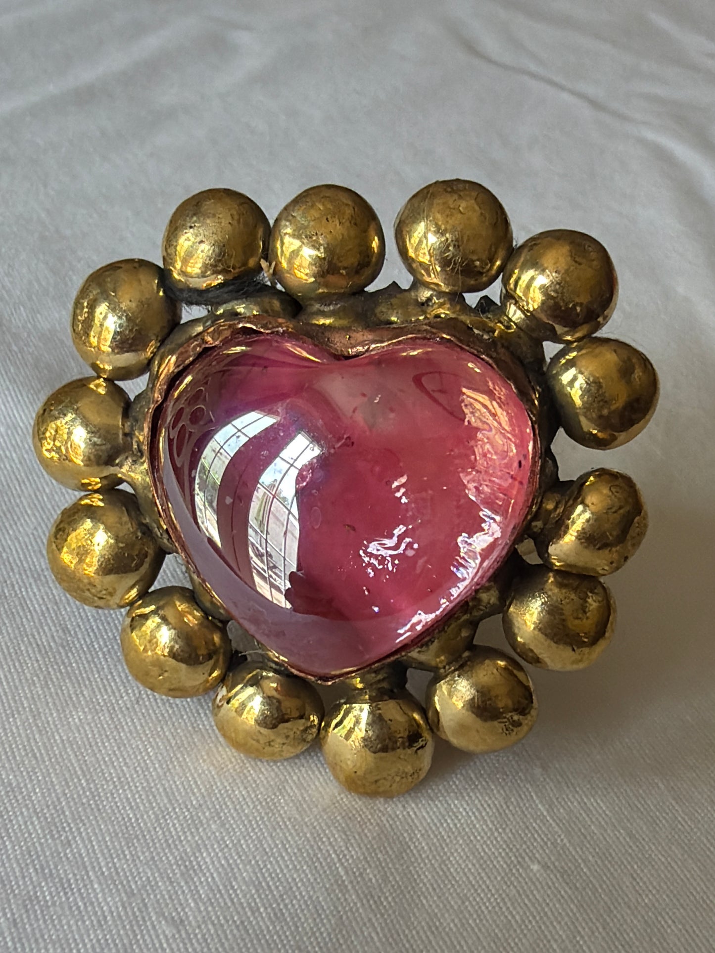 Sunburst Sacred Heart Handmade Ring - Pink Rosa