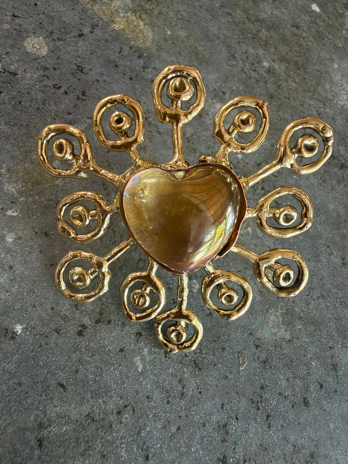 NEW Sunburst Flower Sacred Heart Ring