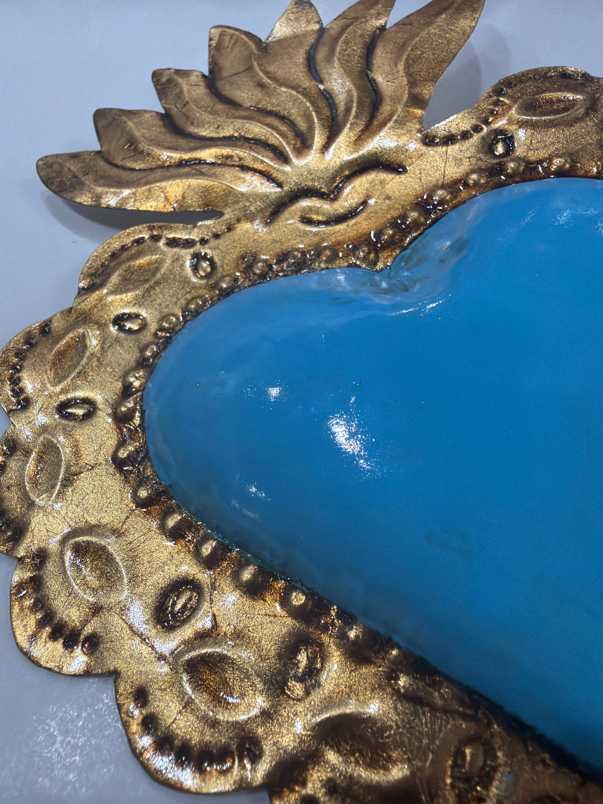 New Blue Antique Gold Sacred Heart