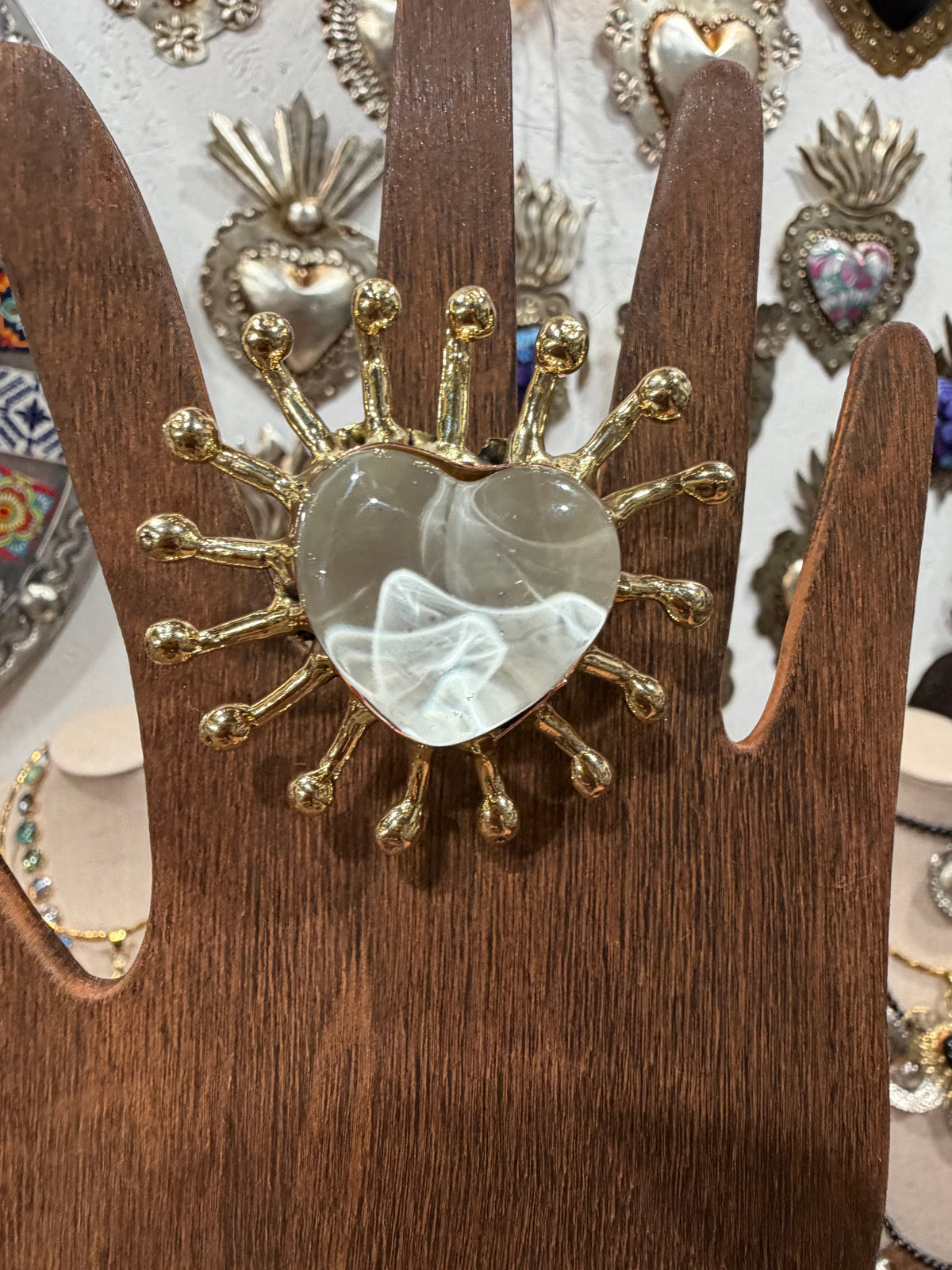 New White Sacred Heart Ring