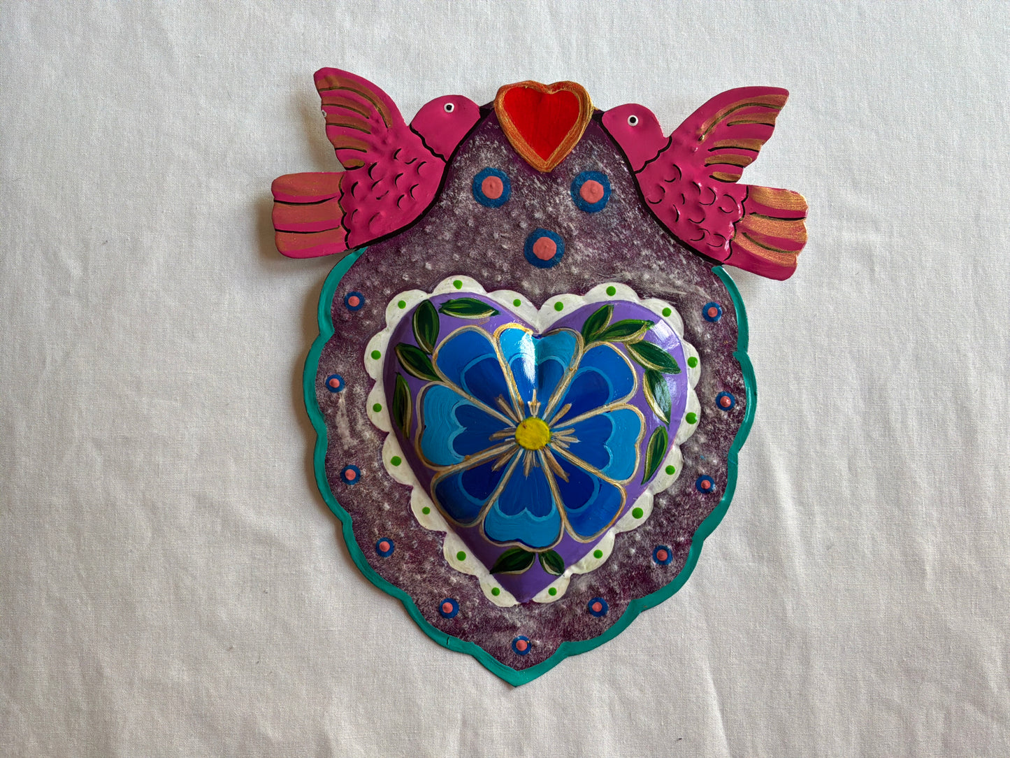 Doble Dove Paloma Hand Painted Heart