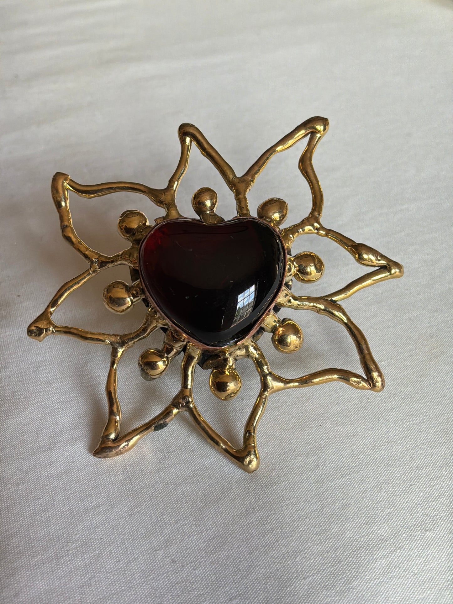 Sunburst - Sacred Heart Glass Ring - Red