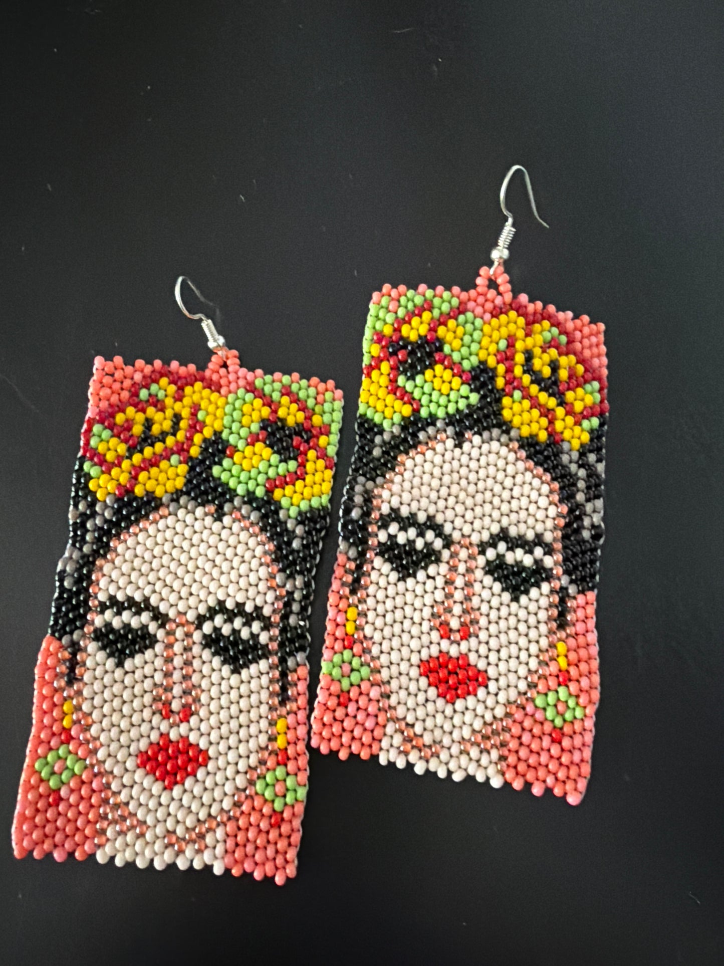 Handmade Beaded Earrings – Frida Kahlo Inspired