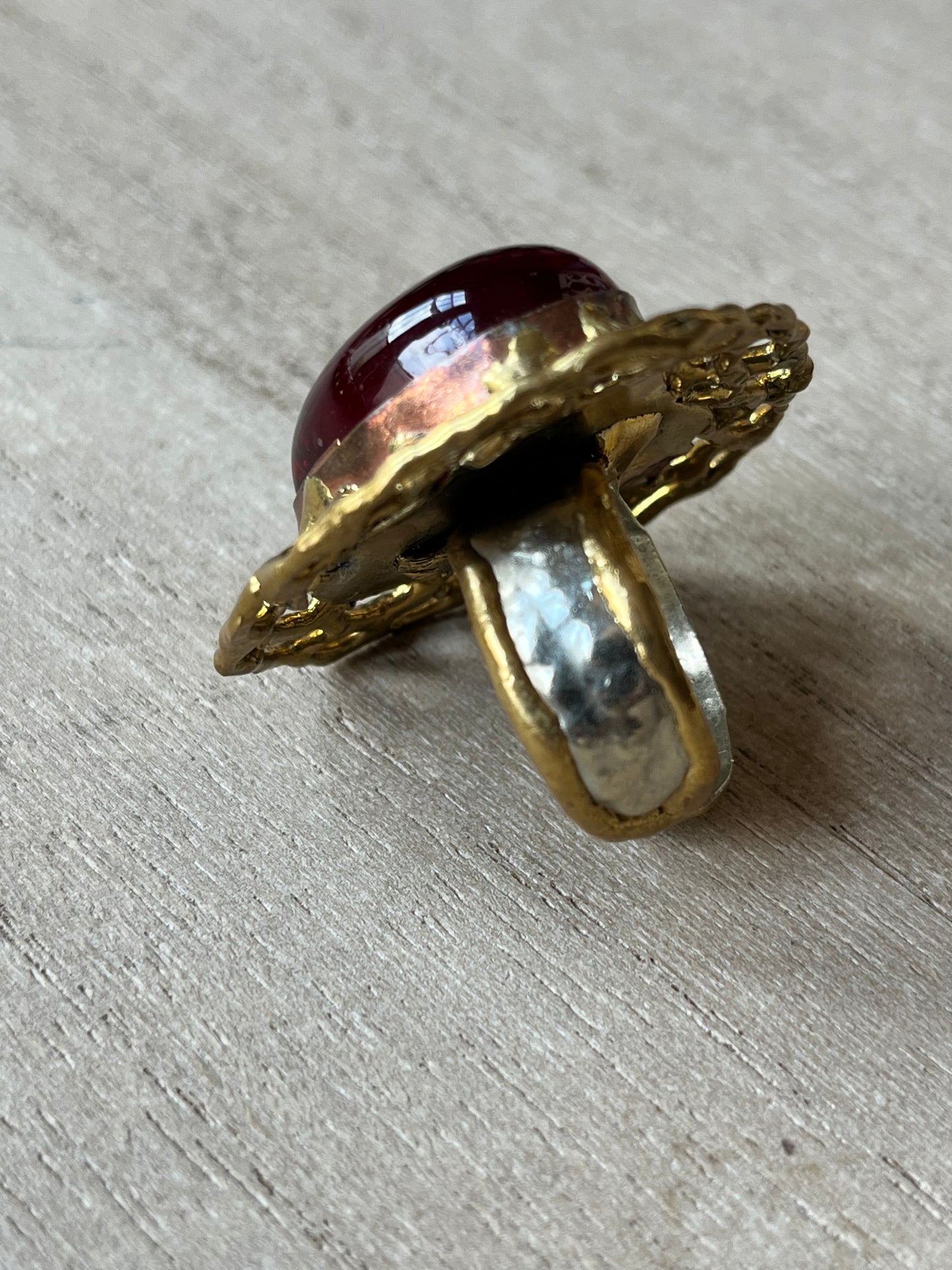 Sunburst - Sacred Heart Glass Ring - Red