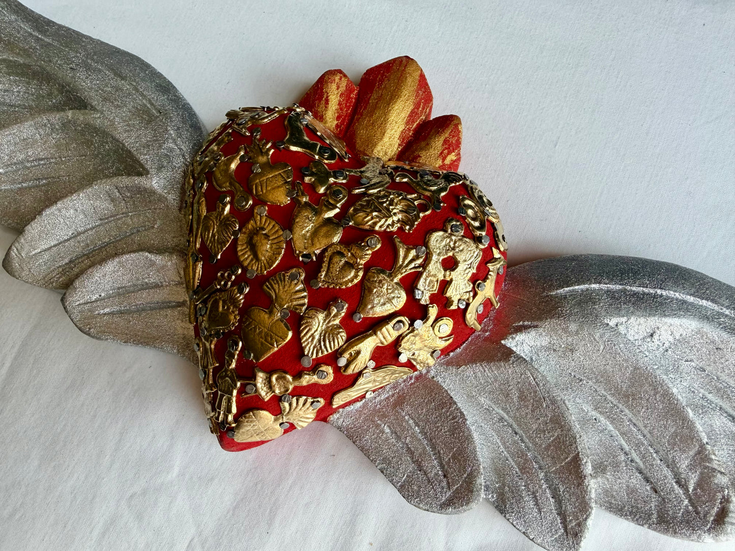 Handcrafted Milagro Sacred Heart Wings Wall Art