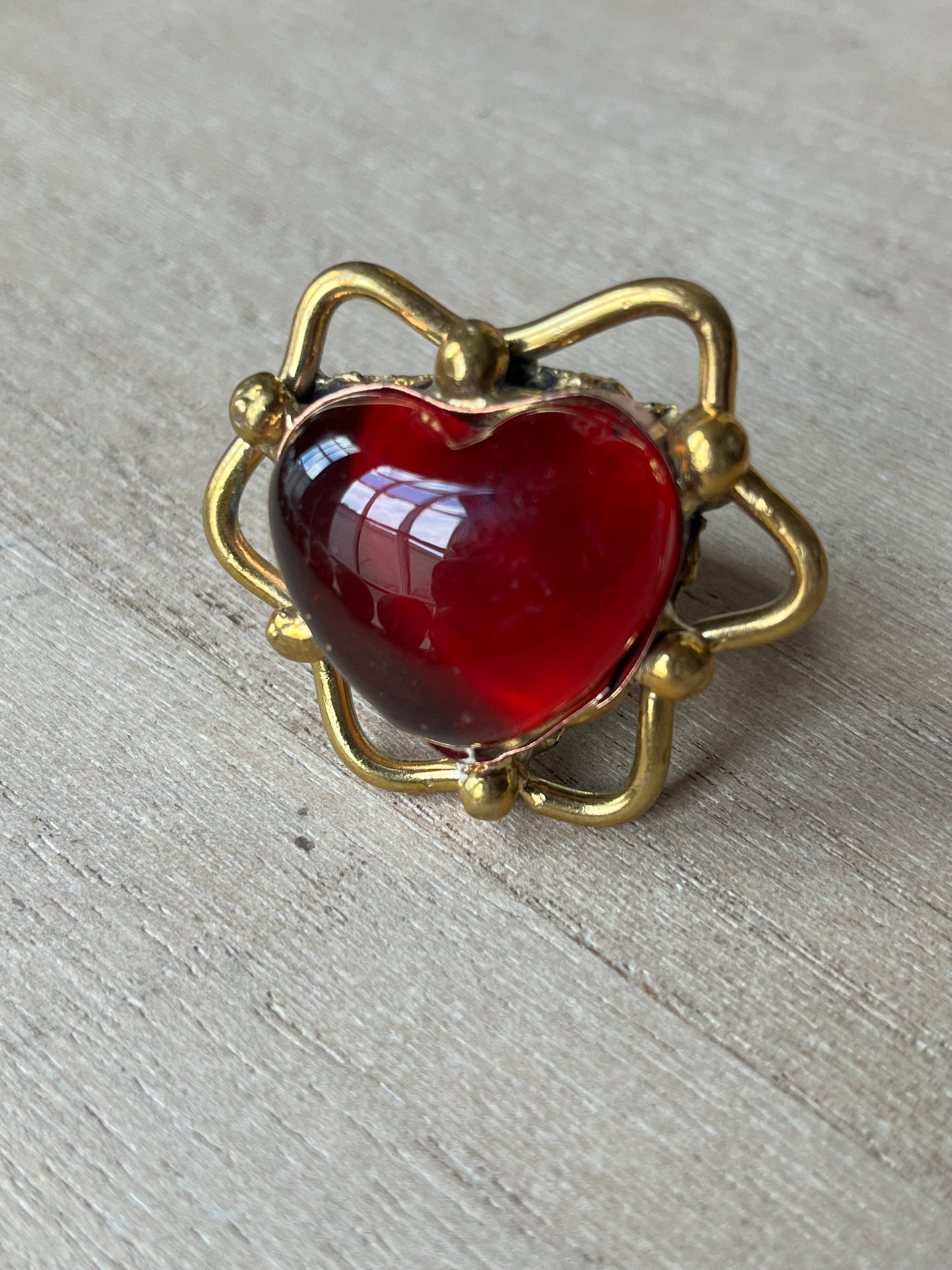 Sunburst - Sacred Heart Glass Ring - Red