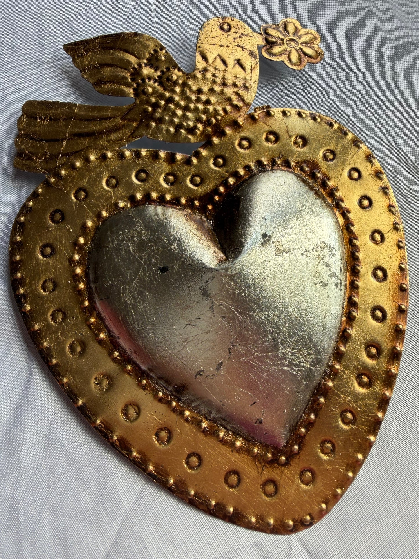 Dove Gold Silver Leaf Sacred Heart