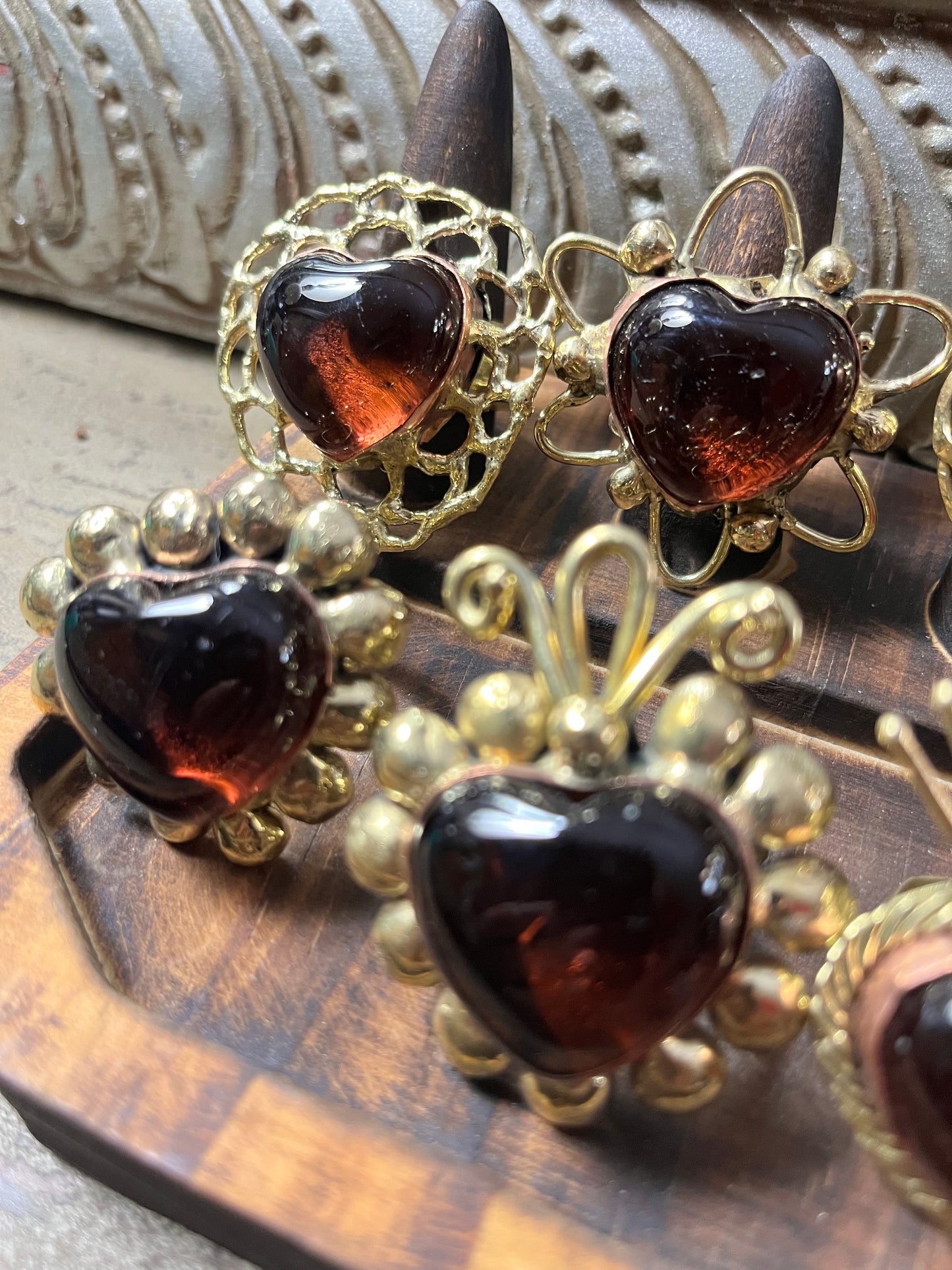 Amber Sacred Heart Ring